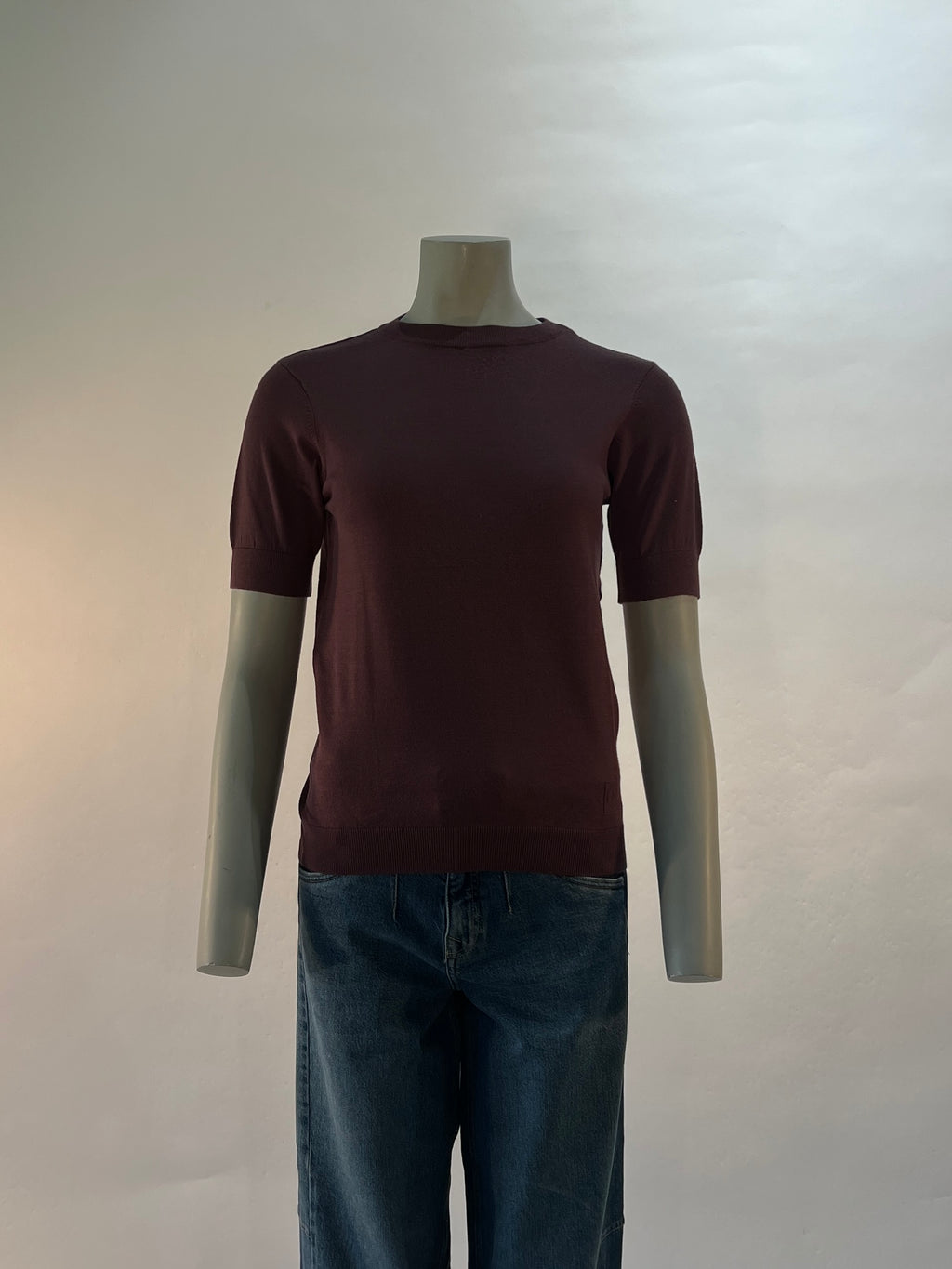 Pull Silvian Heach marron à manches courtes et col rond pour femme