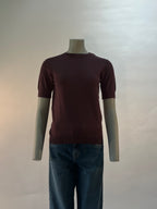 Pull Silvian Heach marron à manches courtes et col rond pour femme