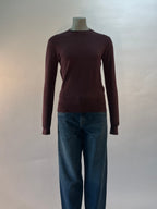 Silvian Heach sweater bruin met ronde hals en tone-on-tone logo voor dames