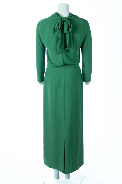 Natan maxi-jurk groen met drapering en strik in de nek voor dames