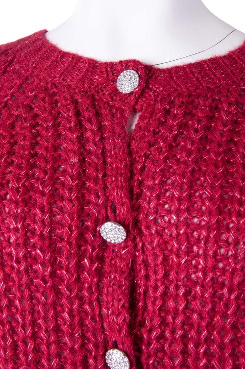 Kocca gebreid vest rood met strass-knopen voor dames