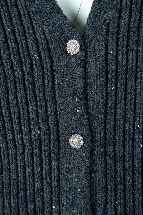 Kocca mouwloos vest grijs met pailletjes en sierknopen voor dames