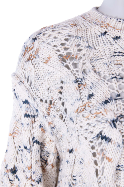 Ba&Sh grofgebreide trui beige met ajour- en kabelsteek voor dames