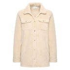HV Society blouse ecru in teddystof met borstzakken en drukknopen voor dames