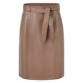 HV Society rok taupe met lederlook en strikceintuur voor dames