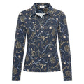 HV Society top donkerblauw met kettingprint en polokraag voor dames