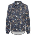 HV Society blouse donkerblauw met kettingprint en ballonmouwen voor dames