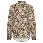 HV Society blouse champagne met luipaardprint en afgeronde zoom voor dames