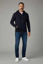 Billionaire hoodie donkerblauw met rits en geborduurde zakken voor heren
