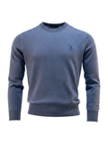 Billionaire trui blauw met ronde hals en donkerblauw logo voor heren