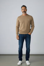 Billionaire trui beige met geborduurd logo voor heren