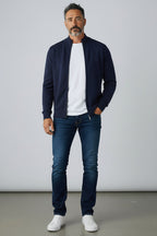 Billionaire vest blauw met rits en geborduurd logo voor heren