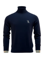 Billionaire trui donkerblauw met col en geborduurd logo voor heren