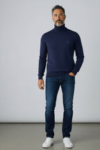 Billionaire trui blauw met col en geborduurd logo voor heren