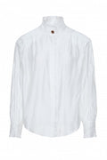 BSB blouse wit met ruches aan de opstaande kraag voor dames
