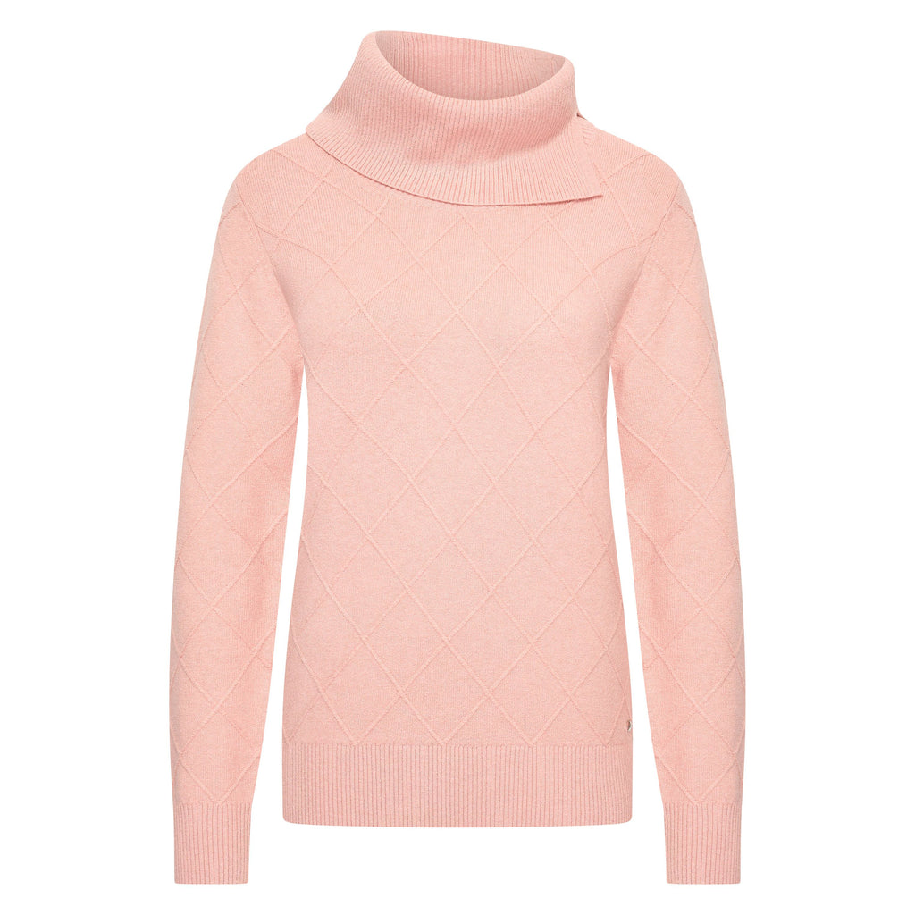HV Society trui roze met brede col en ruitpatroon voor dames