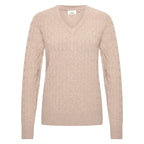 HV Society trui beige met kabelmotief en V-hals voor dames