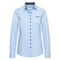 HV Society blouse lichtblauw met contrastknopen en geborduurd logo voor dames
