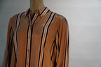 Marc Aurel blouse beige met verticale strepen en geborduurd logo voor dames