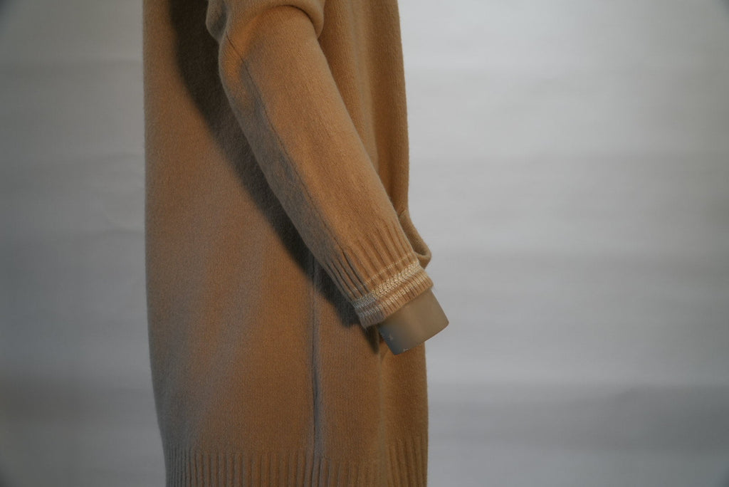 Marc Aurel cardigan beige met opgestikte zakken en gestreepte boorden voor dames