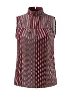 Nenette top bordeaux à col montant et imprimé graphique pour femme