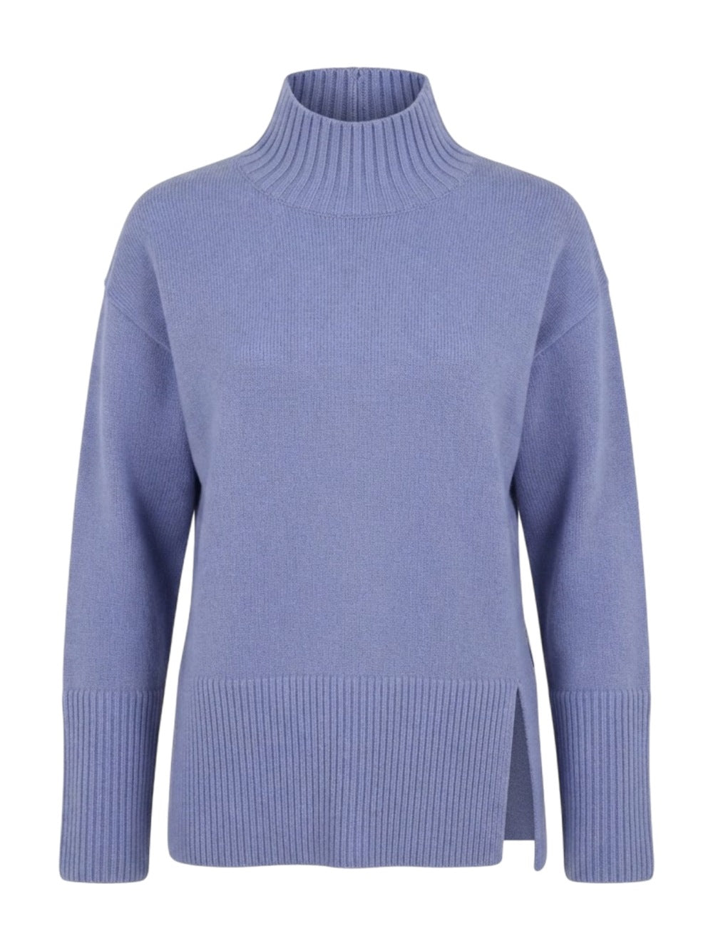 Xandres trui blauw met opstaande col en zijsplit voor dames