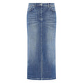 HV Society rok blauw in jeansstof lang met split voor dames