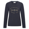 HV Society top donkerblauw met lange mouwen en goudkleurige logoprint voor dames