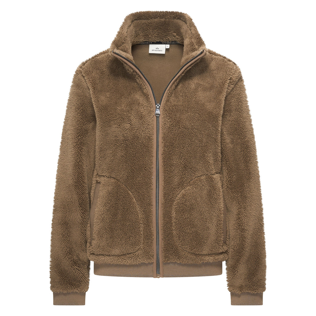 HV Society vest taupe in teddy met rits en opstaande kraag voor dames