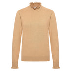 HV Society trui camel met ruchekraag en ruchemouwen voor dames