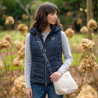 HV Society bodywarmer bleu marine matelassé à capuche pour femme