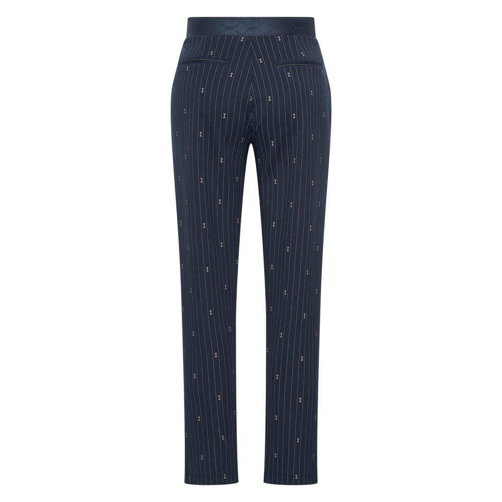 HV Society broek donkerblauw met krijtstreep en trekkoord voor dames