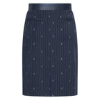 HV Society rok donkerblauw met krijtstreep en elastische taille voor dames