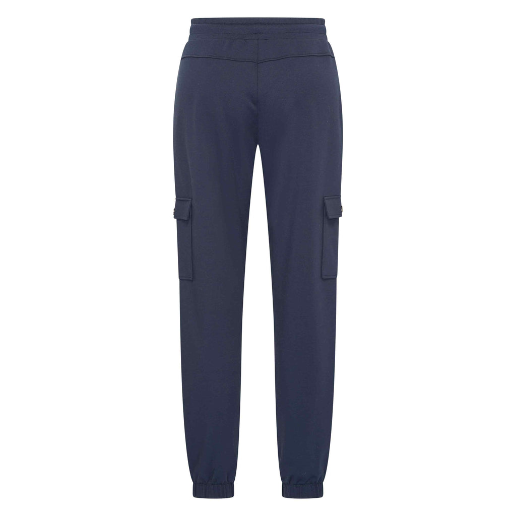 HV Society broek donkerblauw met trekkoord, cargozakken en enkelboorden voor dames