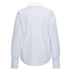 HV Society blouse lichtblauw met fijne streep en witte kraag voor dames