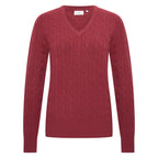 HV Society trui bordeaux met kabelmotief en V-hals voor dames