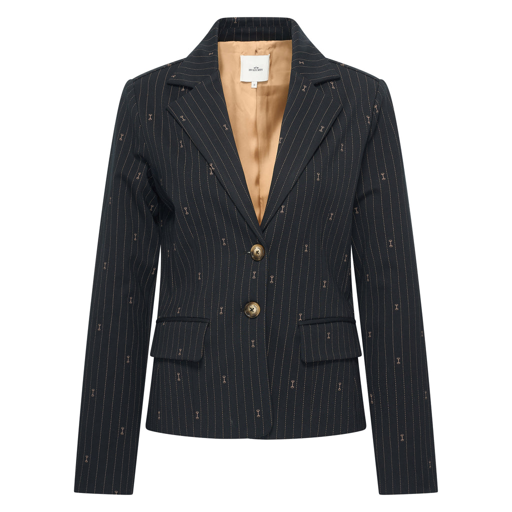 HV Society blazer zwart met fijne krijtstreep en reverskraag voor dames