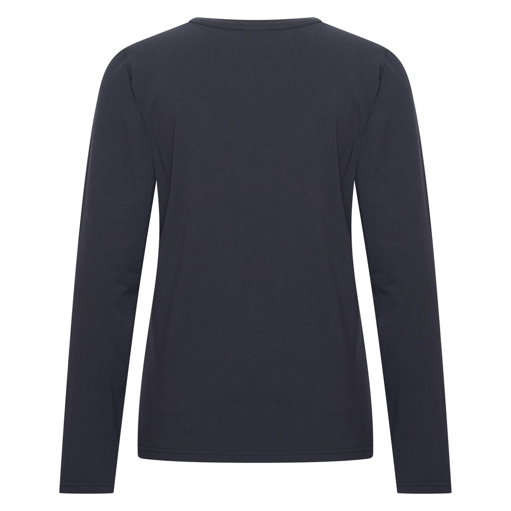 HV Society top donkerblauw met ruitmotief van bloemetjes en strass voor dames
