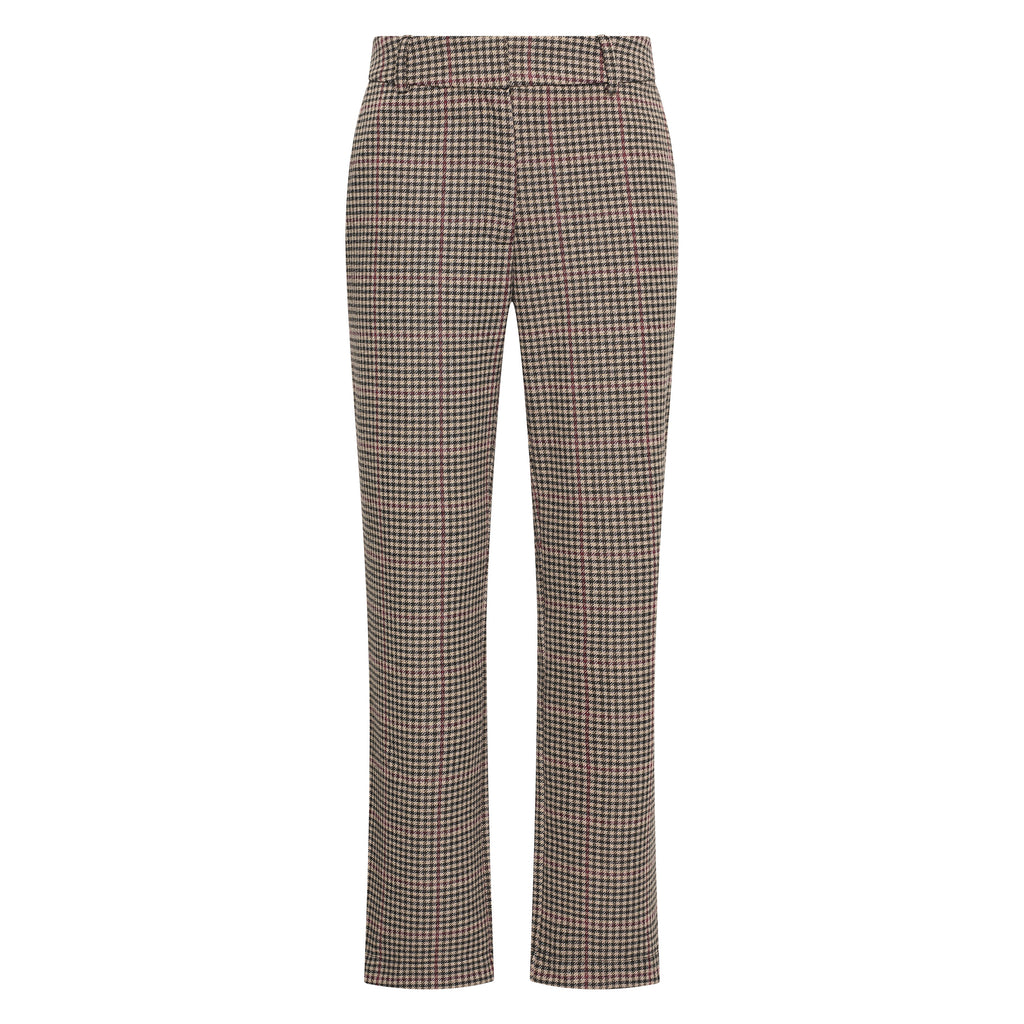 HV Society broek bruin met pied-de-poule motief en rechte pijpen voor dames