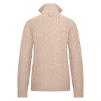 HV Society trui beige met kabelpatroon en korte rits voor dames