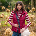 HV Society bodywarmer bordeaux gewatteerd met kap en ritszakken voor dames