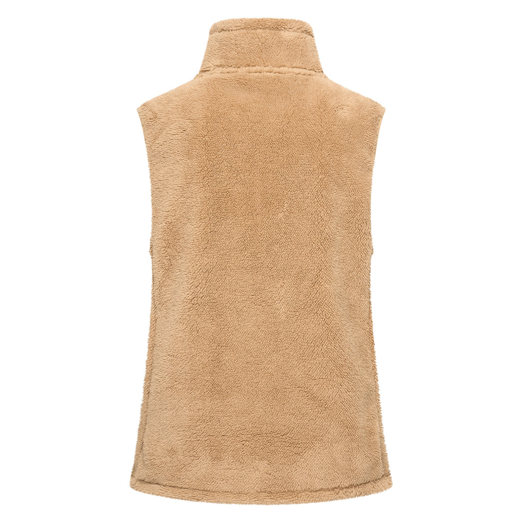 HV Society bodywarmer camel in teddystof met opstaande kraag voor dames