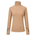 HV Society top camel met col en logoprint op de mouwen voor dames