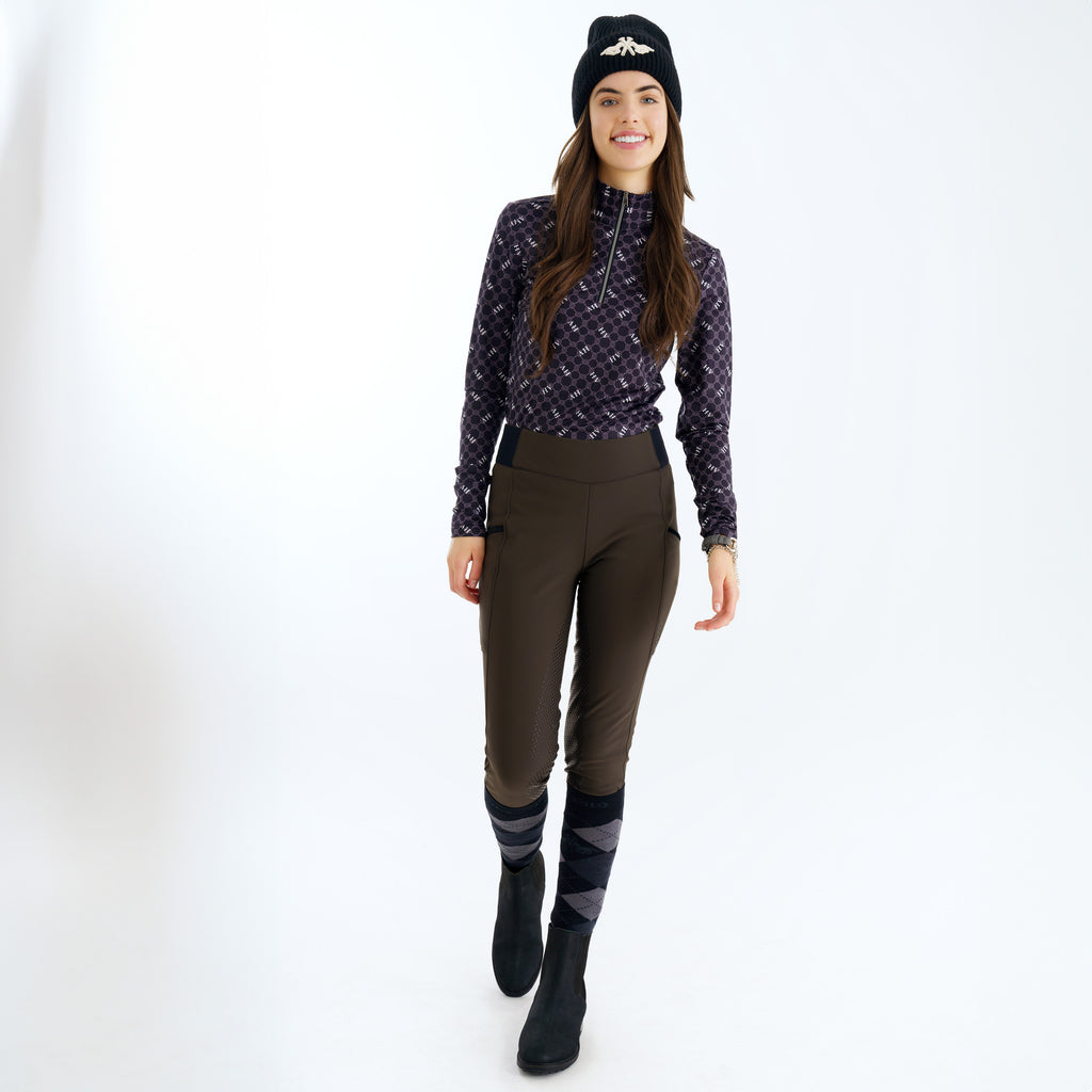 HV Society top zwart met monogramprint en halve rits voor dames