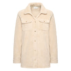 HV Society blouse ecru in teddystof met borstzakken en drukknopen voor dames