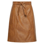 HV Society rok camel in imitatieleer met strikceintuur voor dames
