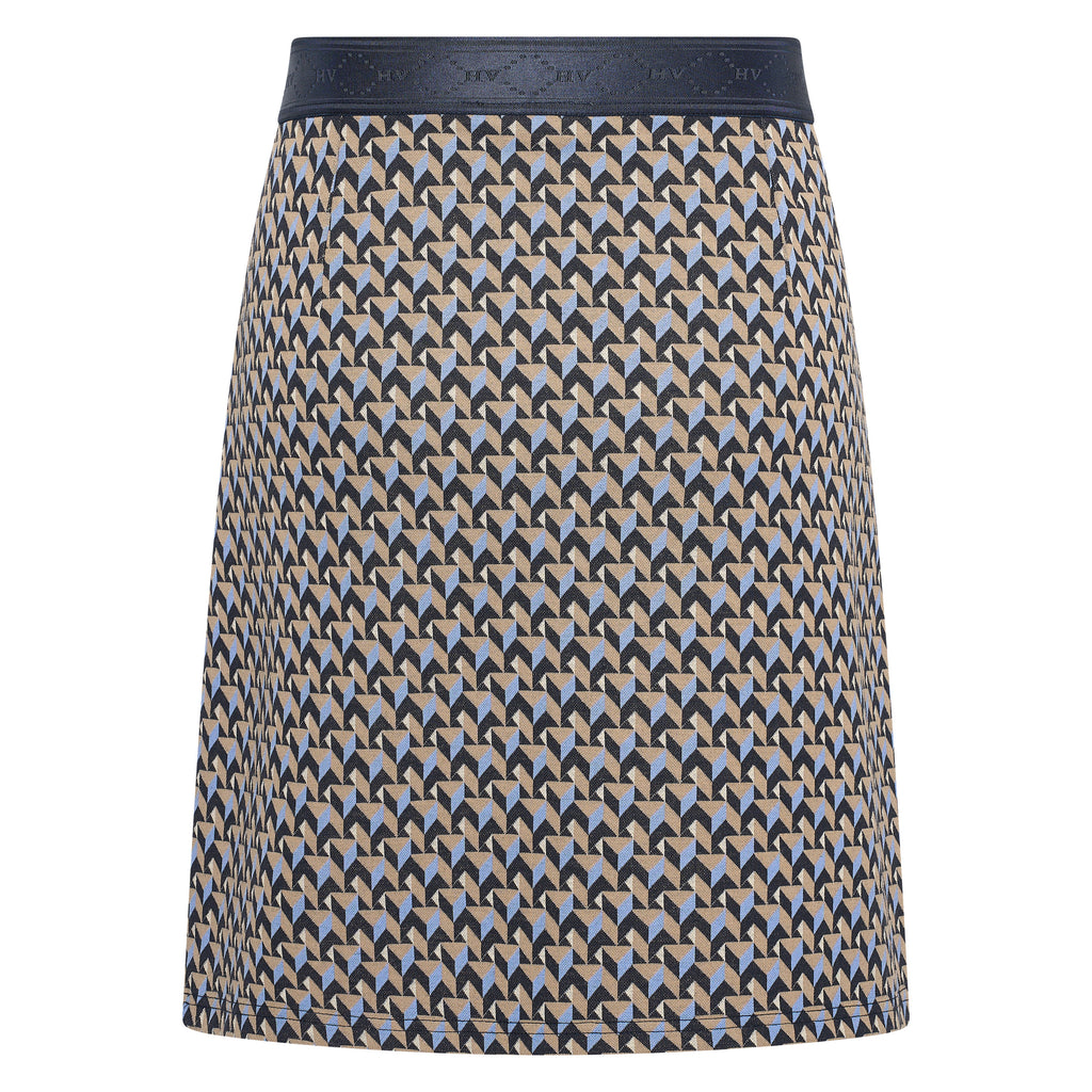 HV Society rok donkerblauw met grafisch jacquardmotief voor dames