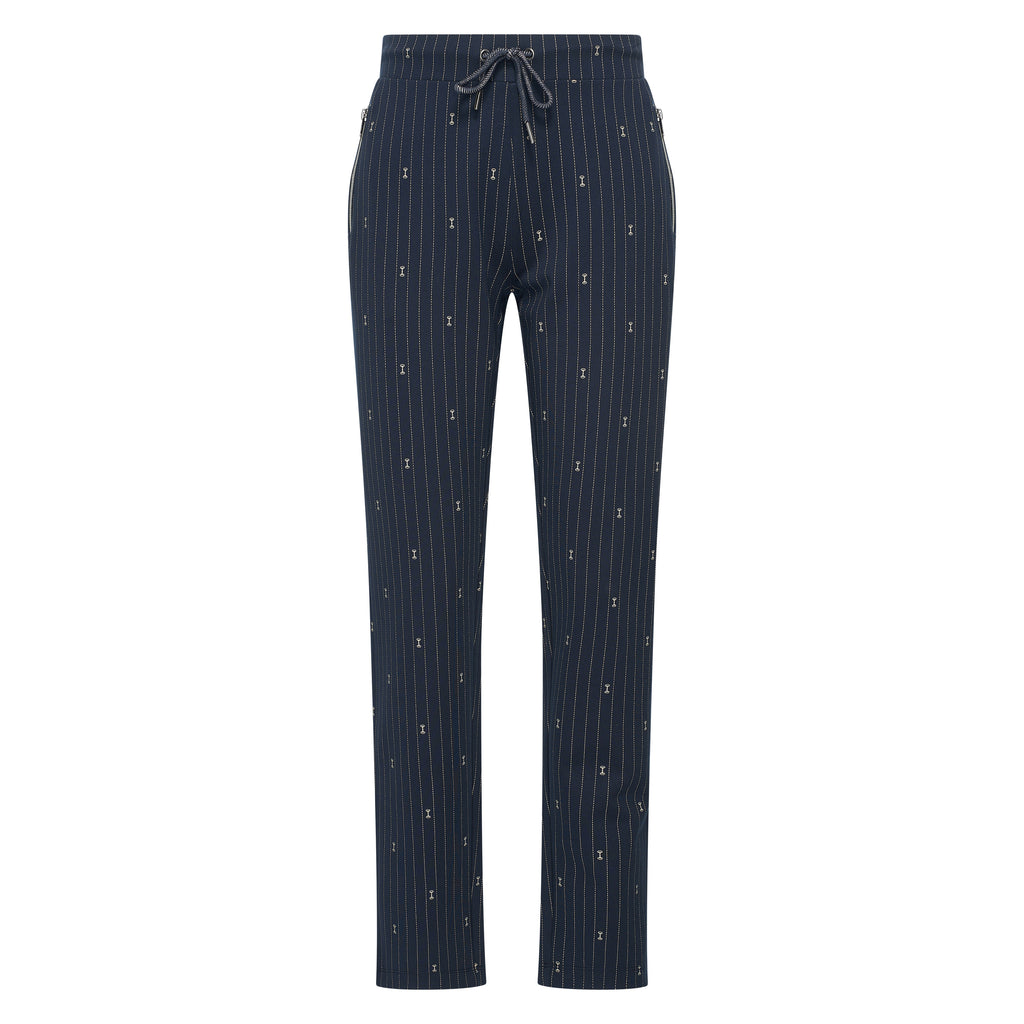 HV Society broek donkerblauw met krijtstreep en trekkoord voor dames