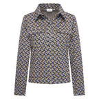 HV Society jas donkerblauw met grafisch motief en borstzakken voor dames