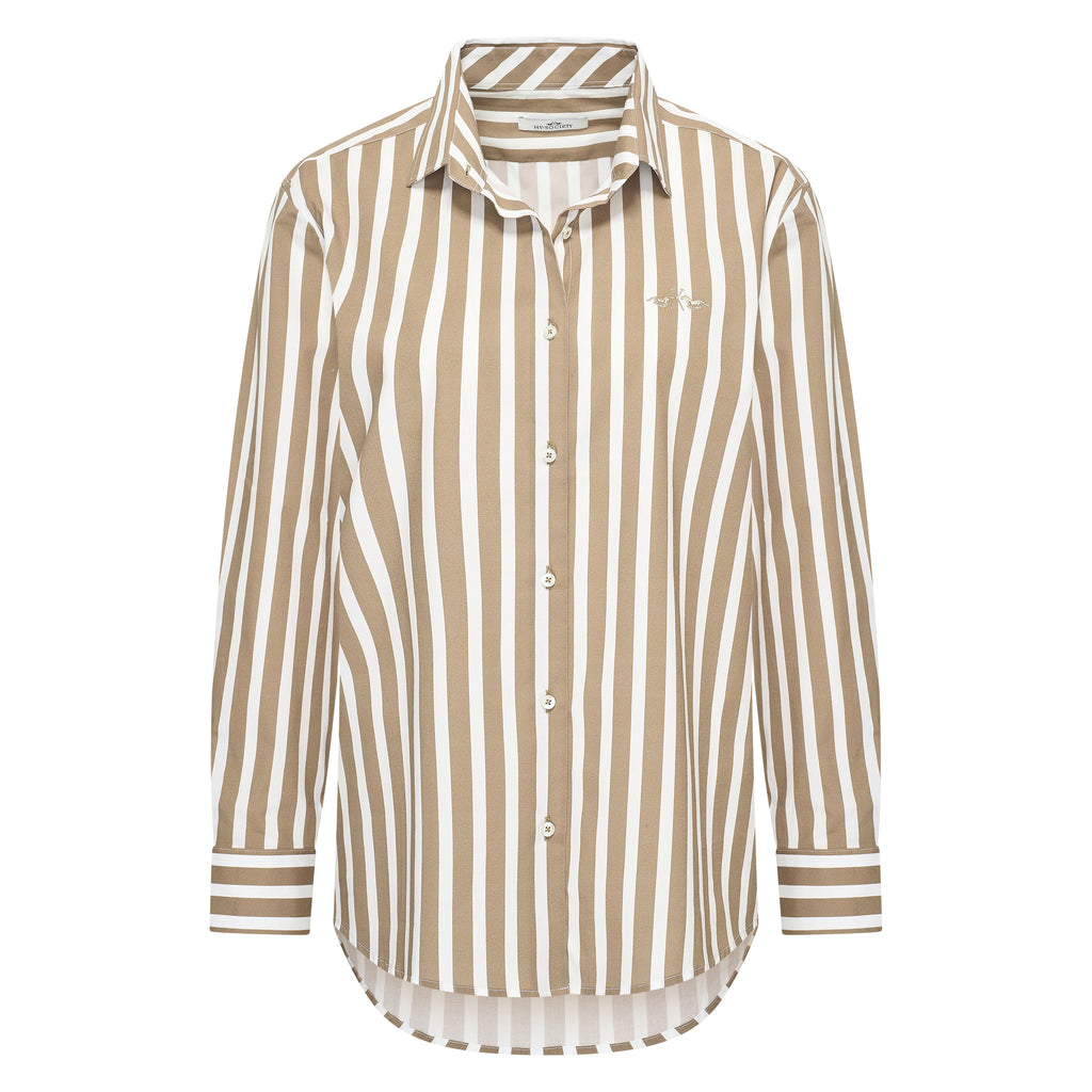 HV Society blouse beige met brede witte strepen voor dames